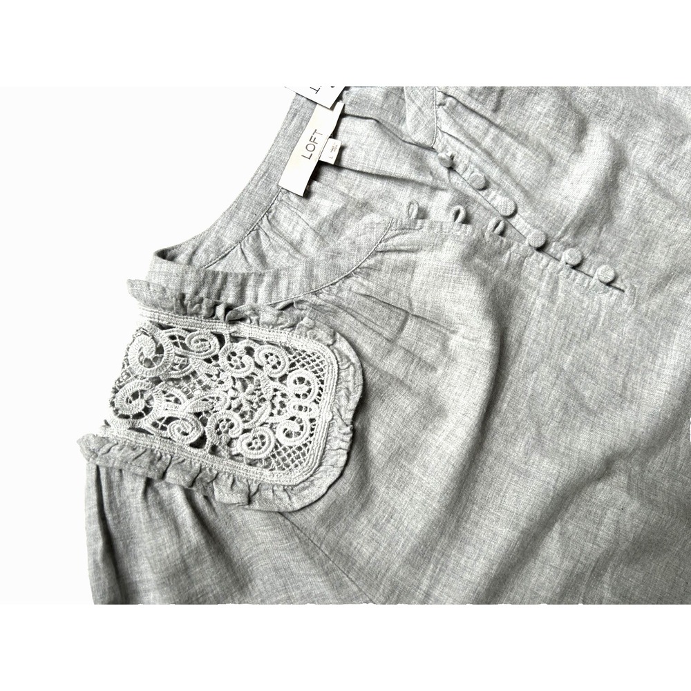 NWT Loft Lace Accent Embellished Boho Effortless Gray Size L - Picture 5 of 9
